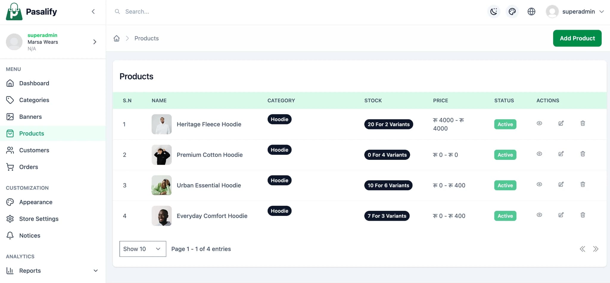 Pasalify merchant dashboard preview