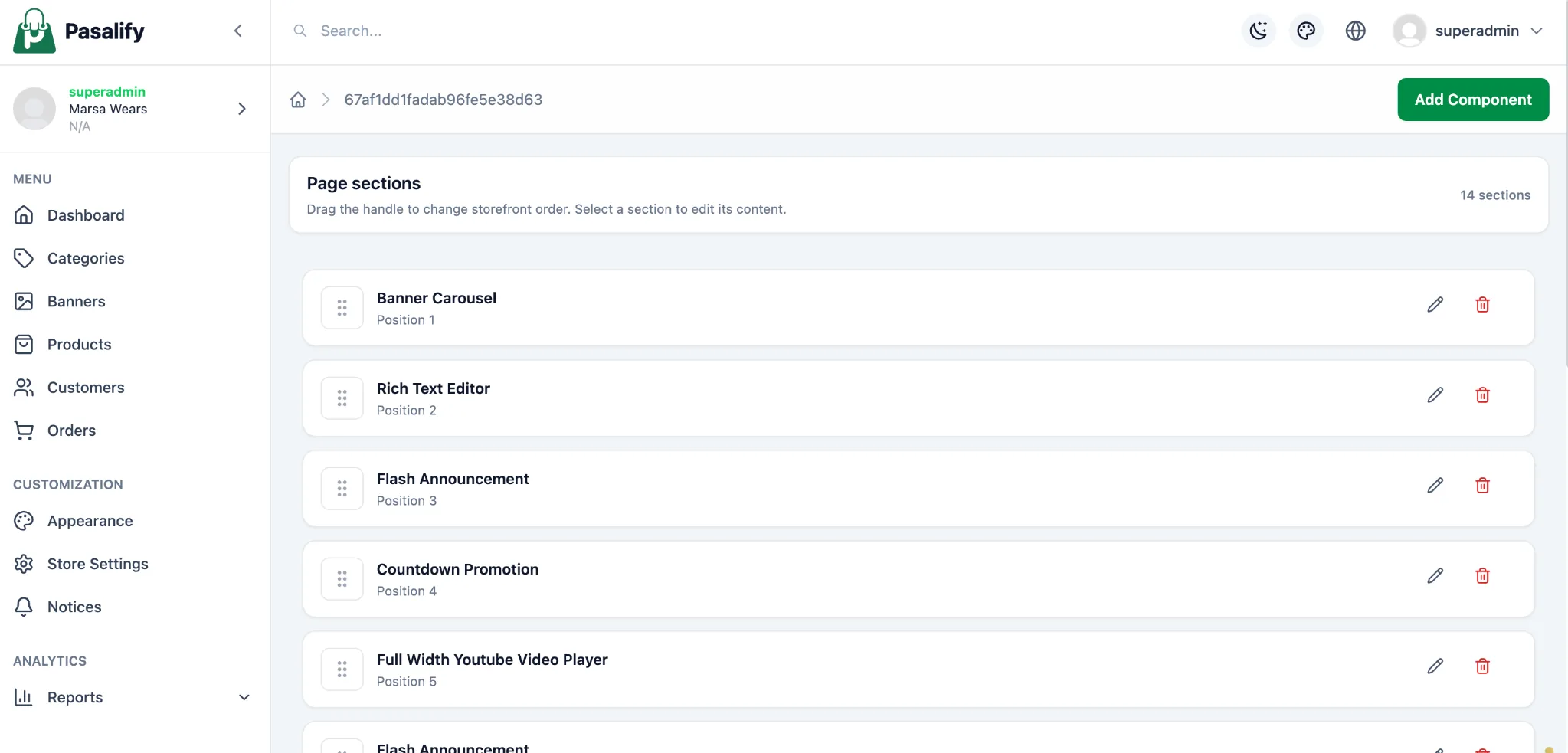 Pasalify storefront content preview
